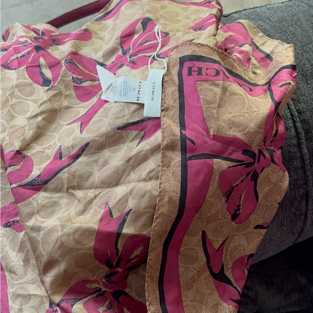 Coach Klare  Crossbody Bag in Pink and Tan ribbons/ bow and matching scarf
